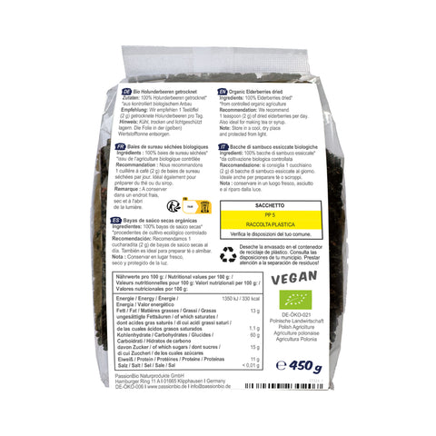 Bio Holunderbeeren getrocknet 450 g