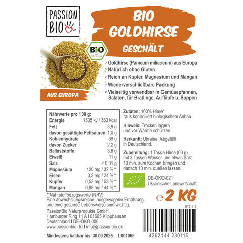 Bio Goldhirse geschält 2 kg