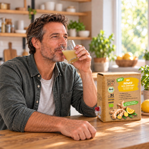 Bio Ingwersaft aus Peru – Bio Direktsaft mit Zitrone in der 3-Liter-Box