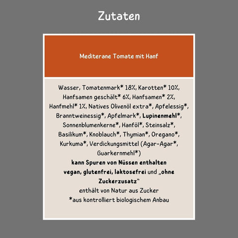 Bio Brotaufstrich Mediterrane Tomate mit Hanf 6 x 135 g