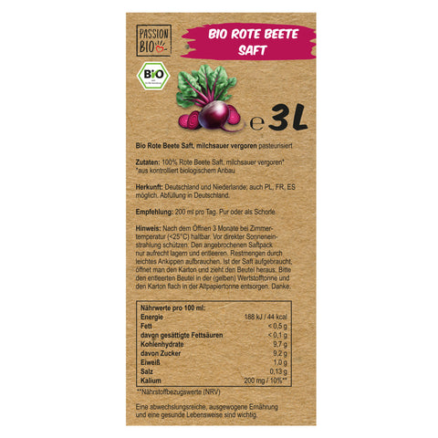 Bio Rote Beete Saft 3 Liter Box
