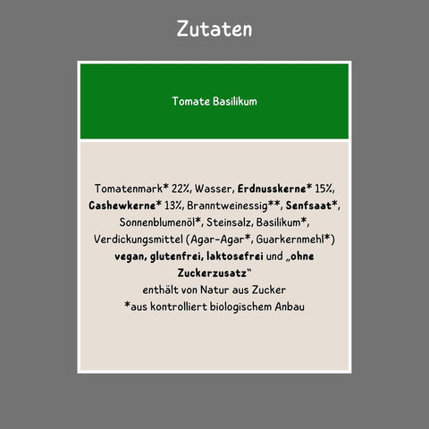Vegannett Tomate Basilikum Zutaten