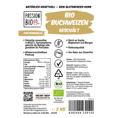Bio Buchweizen geschält